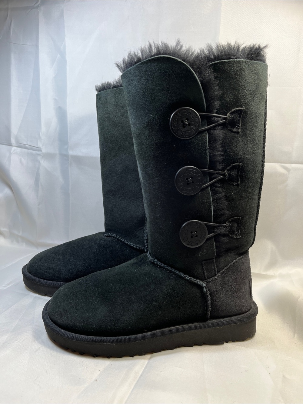 UGG Black Tall Button-Detail Winter Boots